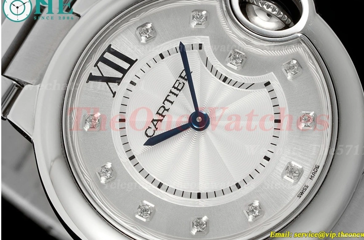 Quartz Cartier 33mm SS Ballon White SS AF Bleu De Dia 0214
